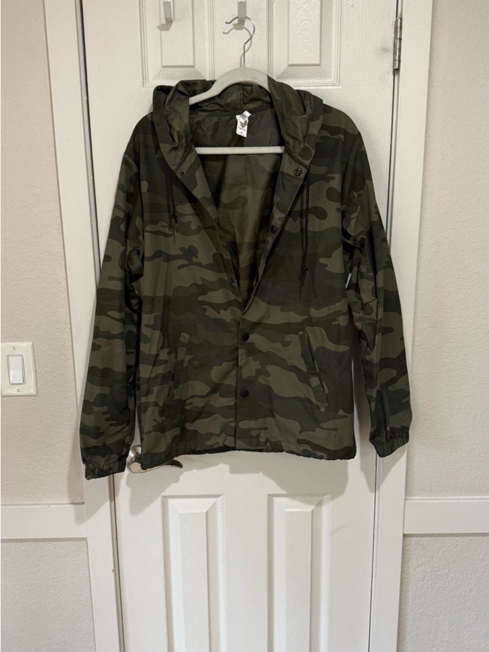 Camo Utility Jacket with Hood - Olive Green